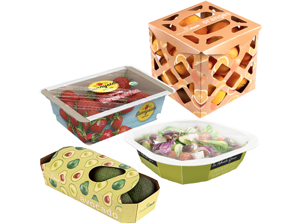 Emballage en carton plat pour fruits et légumes frais