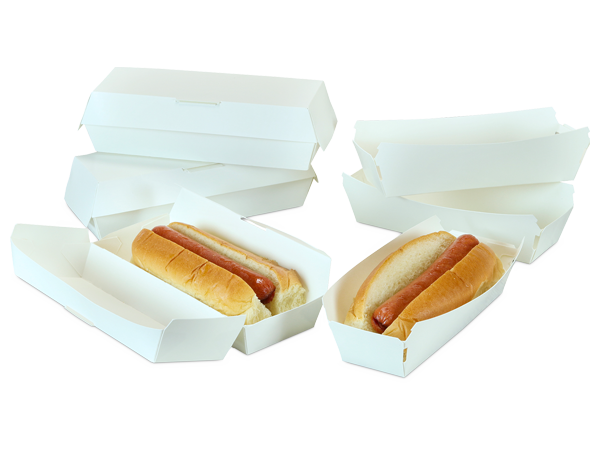 Coquilles et barquettes en carton plat pour hot dogs