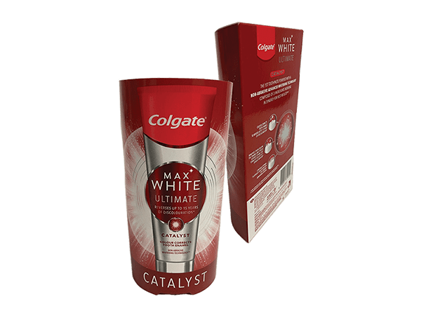Nouvel emballage en papier pour dentifrice Colgate Max White Ultimate